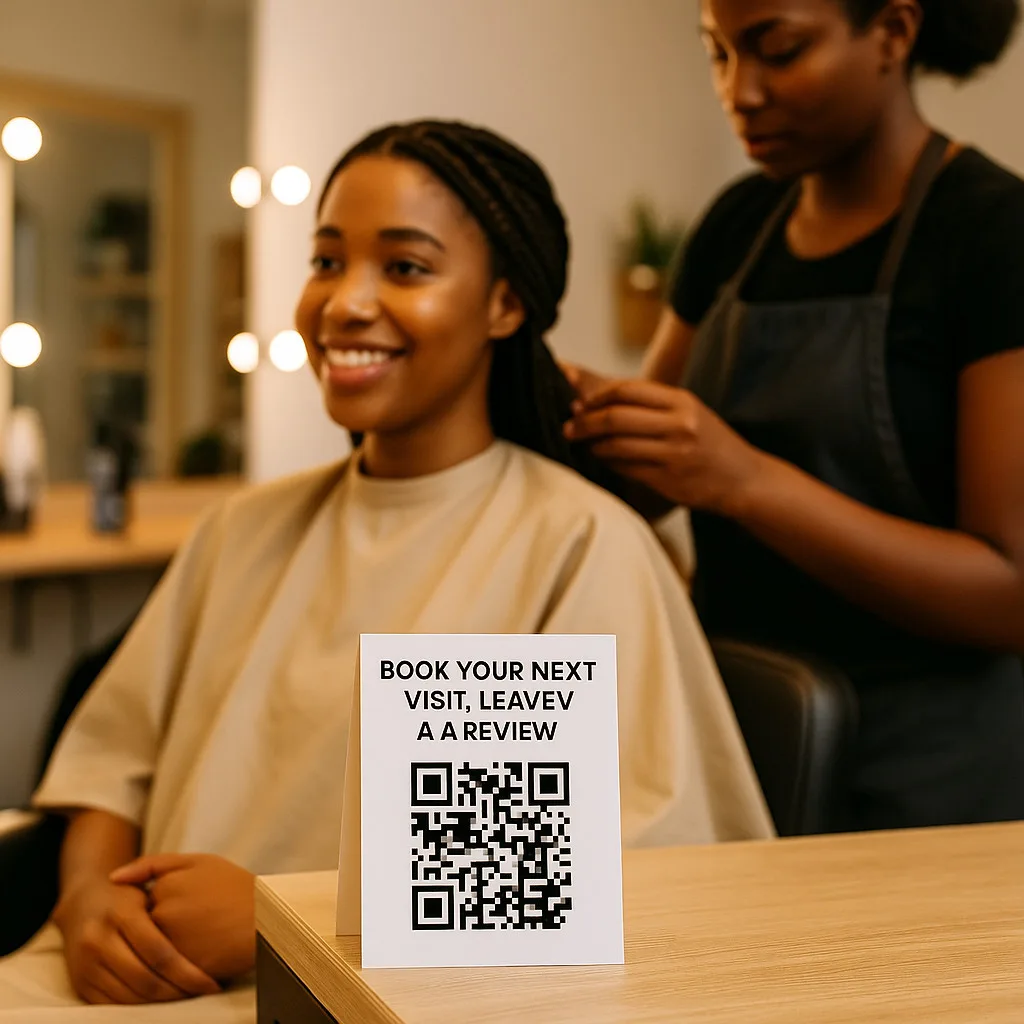 beauty spa salon qr code booking review kenya client scanning